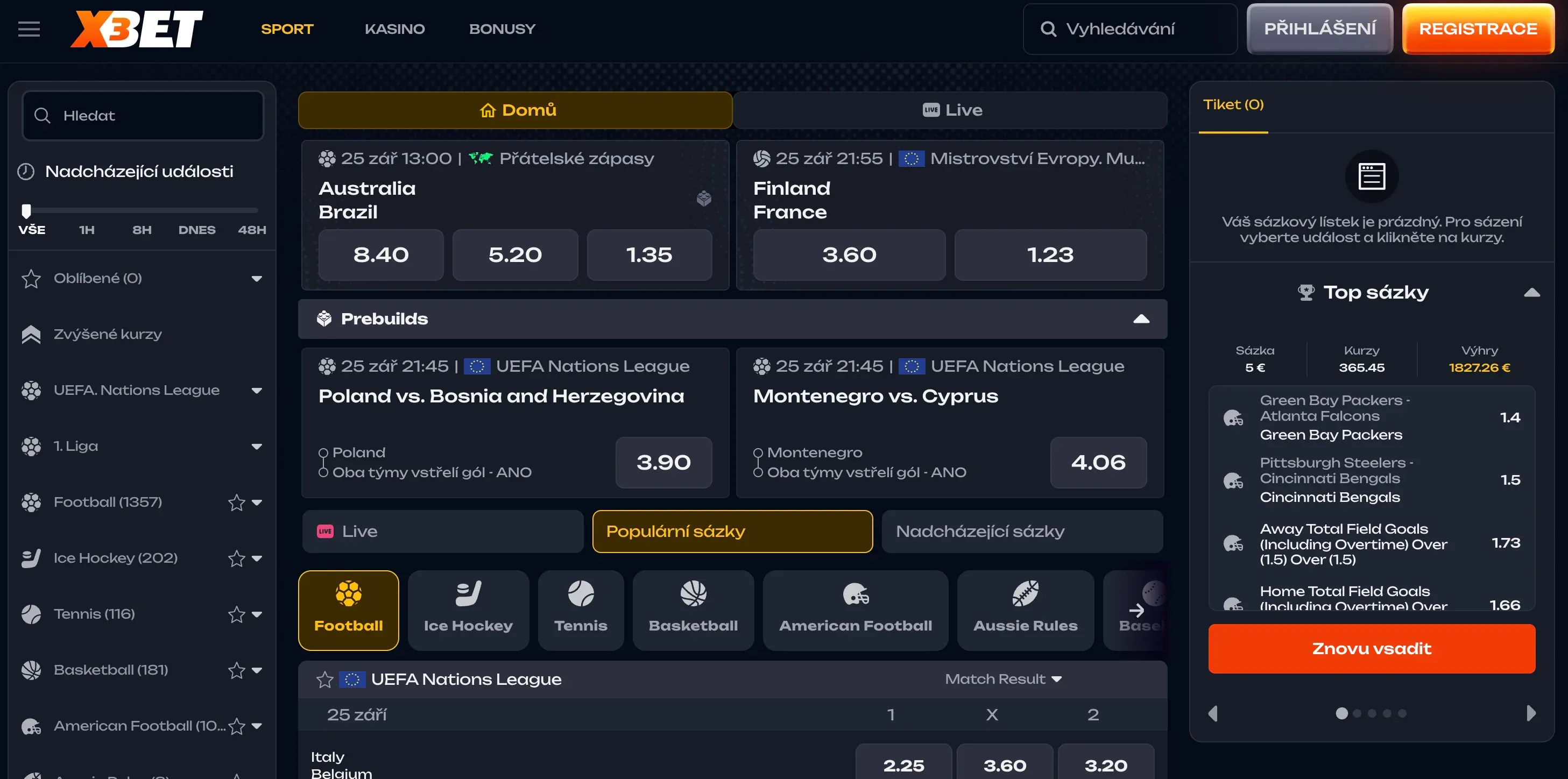 Sportovní sázení u X3bet